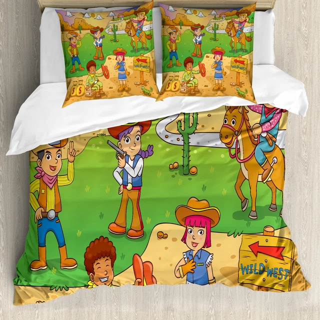 Dessin animé Housse de Couette Wild West Cowboy Enfants