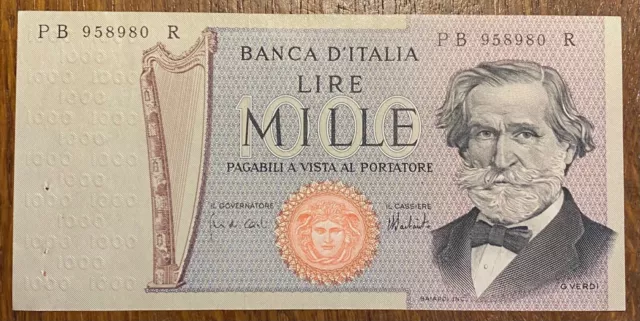 Italie Très Beau Billet De 1000 Lires Verdi 1969 (Bill 123)