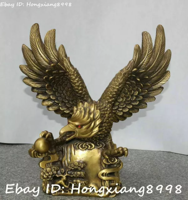 China Pure Bronze Sky King Bird Hawk Eagle Glede Black-eared kite Animal Statue