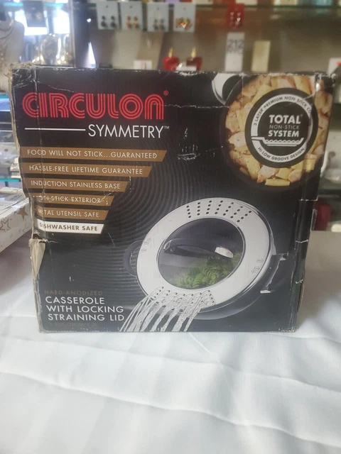 Cazuela antiadherente anodizada dura con tapa Circulon Symetry, 5,5 cuartos