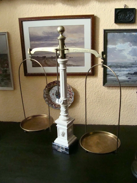 Waage Bronze Messing Gusseisen Eisenguß Gründerzeit Ornamentik Apotheke um 1890