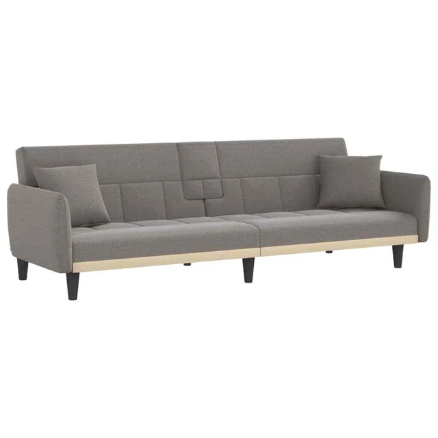 AX Divano Letto 2 Cuscini 3 Tavolino Tortora Portabicchieri 2USB Elegante 351874
