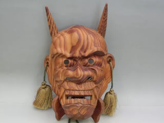 Japanese Vintage Wooden Noh Mask "HANNYA" 般若 Angry woman face Kagura Mask