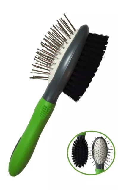 Pet Double Sided Shedding Combo Pin/Bristle Small Slicker Brush Cat Dog Grooming