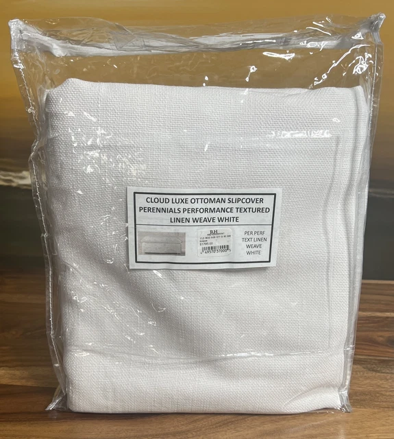 Restoration Hardware Cloud Luxe Ottoman SLIPCOVER Text Linen White NEW $1,895 Restoration Hardware Cloud Luxe Ottoman SLIPCOVER Text Linen White NEW $1,895