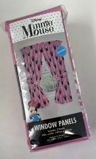 Minnie Mouse Window Panels Curtains Pink 42 x 63in 2 Panels