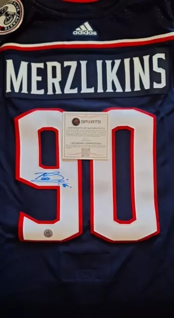 NHL Columbus Blue Jacket Jersey#90 Merzlikins Official Authentic And Certified