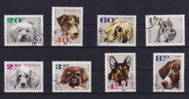 Polen Polska 1968 MiNr. 1898 - 1905  Hunde dogs perros Satz gestempelt komplett