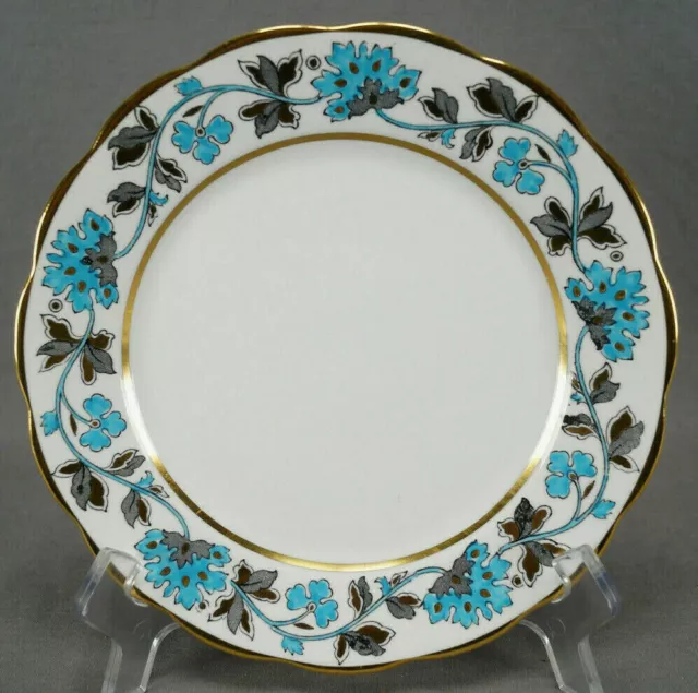 Grosvenor China Richmond Pattern Turquoise Enamel & Gold Leaf 7 3/4 Plate