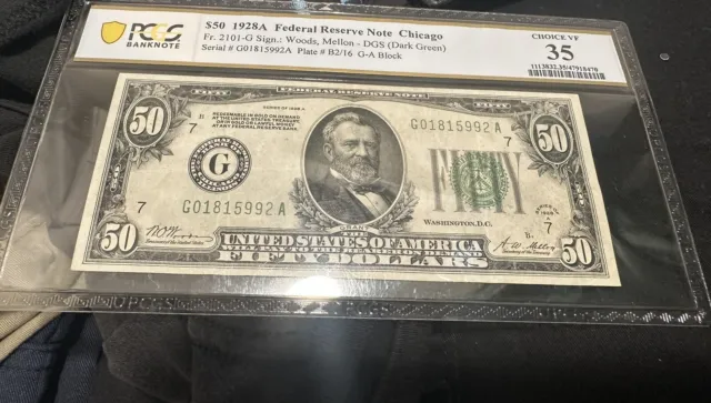 1928 a $50 Dollar federal reserve note Chicago redeemable for gold