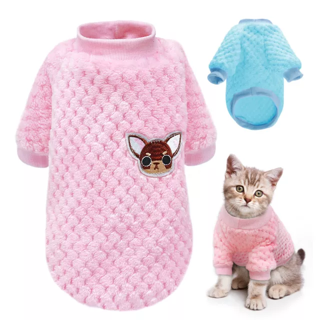 Knitted Dog Sweater Embroidery Chihuahua Clothes Pet Puppy Cat Jumper Vest Pink