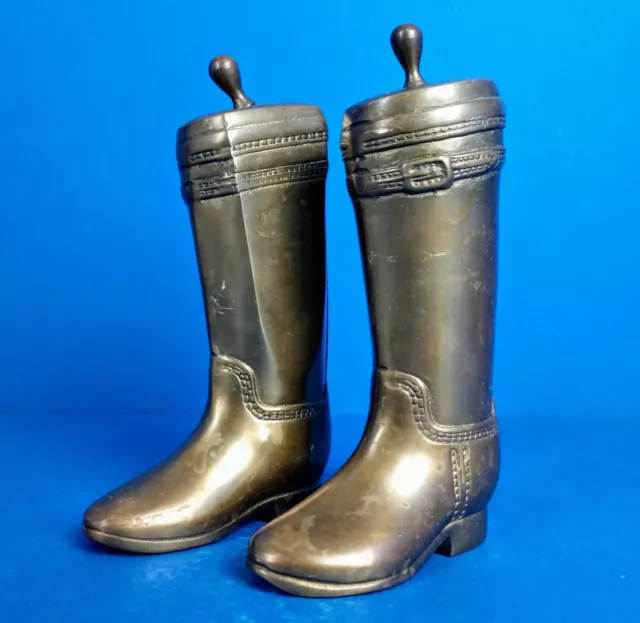 Brass Cowboy Rodeo Western Riding Boot Pair Boots Bookends Door Stoppers Decor