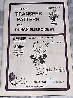 Pretty Punch Hot Iron Looney Tunes patrón de transferencia raro cerdo porcino