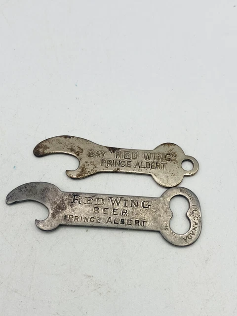 Vintage Advertising BOTTLE OPENER Lot x2 RED WING Beer Brewery Prince Albert SK