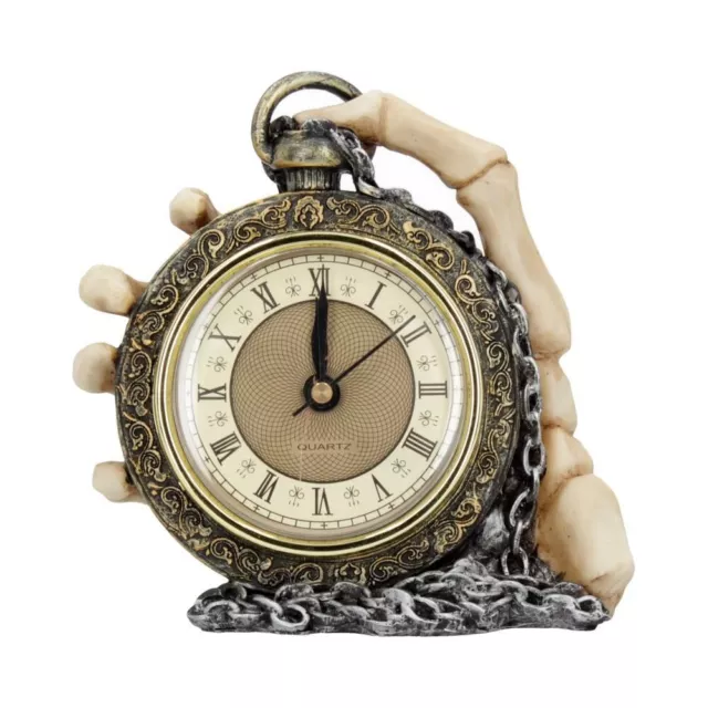 Nemesis Now About Time Skeleton Hand Steampunk Pocket Watch Clock Goth Gift 14cm