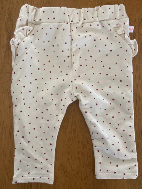 Sprout baby girl size 0-3 months Cream spotted frill leggings pants, VGUC