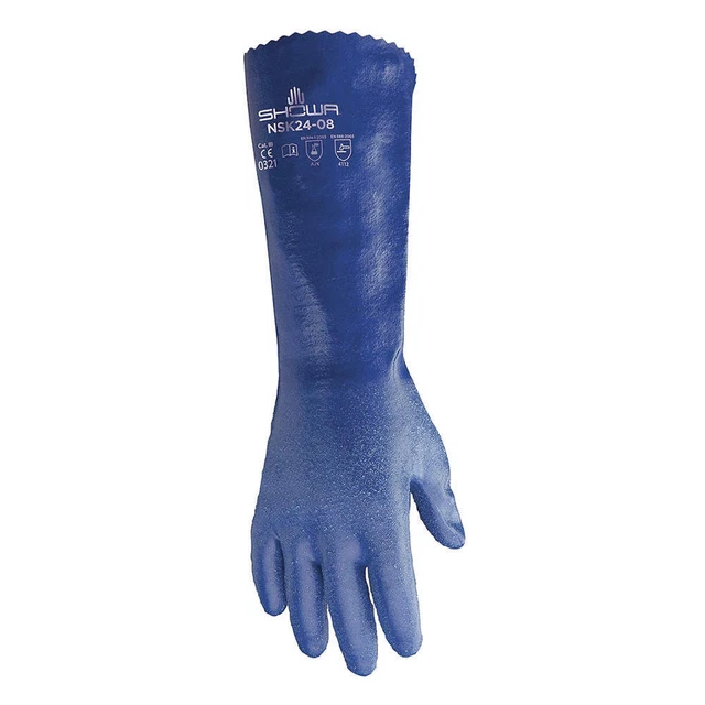 SHOWA NSK24-10 Chemical Resistant Gloves,Blue,Sz 10,PR