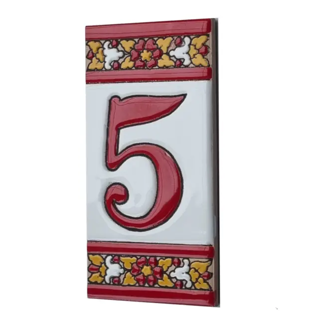 Genuine 11 x 5.4 cm Roja Hand-Painted Spanish Ceramic Number Tiles 3