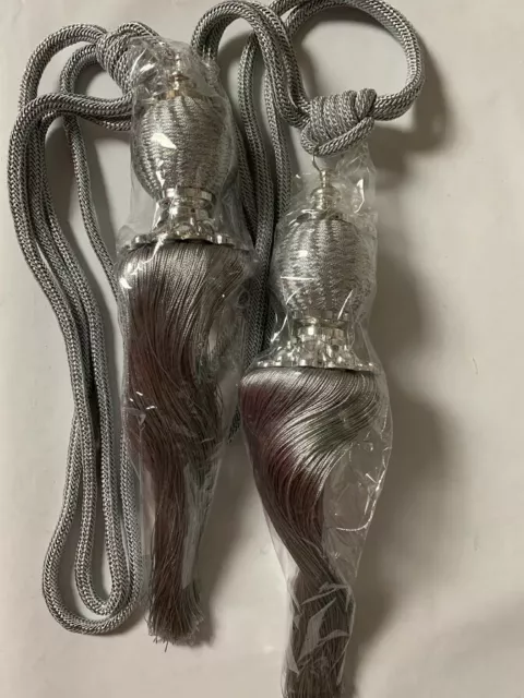 1 Pair Windows Curtain Tassel Tiebacks Beads Ball Holdbacks Rope Decor/GREY/NEW