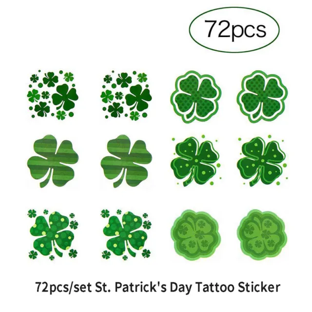 Pegatina de tatuaje falso temporal del día de San Patricio de trébol de cuatro hojas de Irlanda ZR