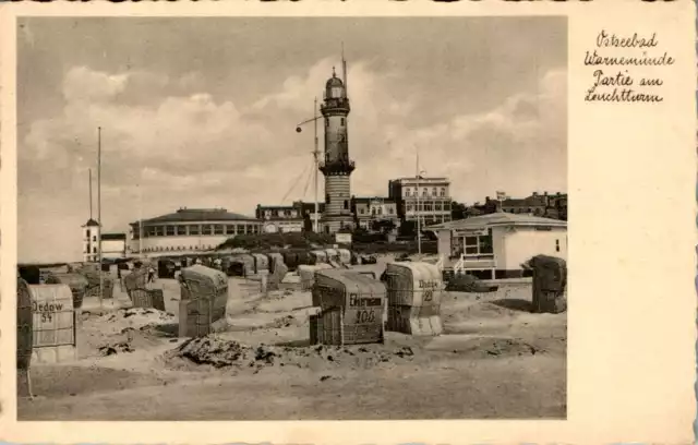 AK GRUß AUS WARNEMÜNDE ROSTOCK LEUCHTTURM 1934 MECKLENBURG VORPOM.