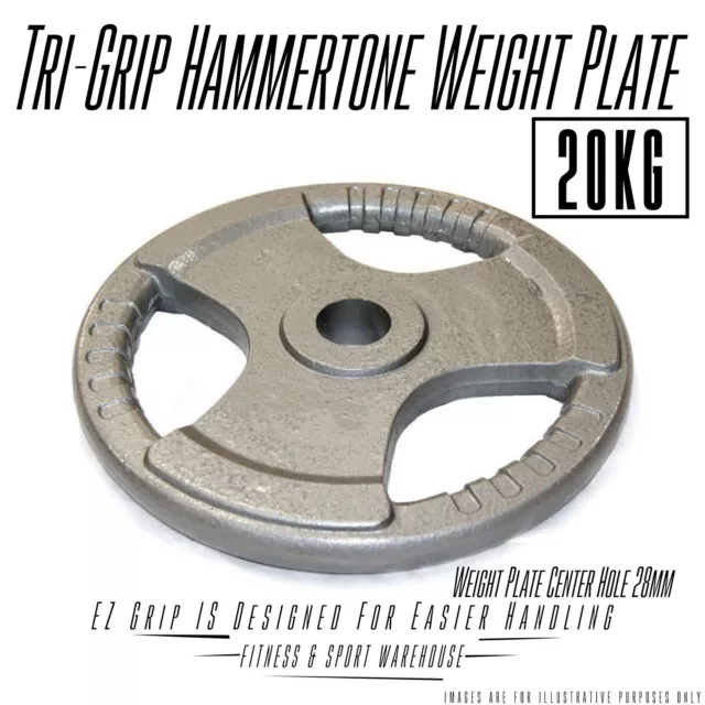 20KG New Standard Solid Cast Iron Hammertone Weight Plate 28mm Weightlifting