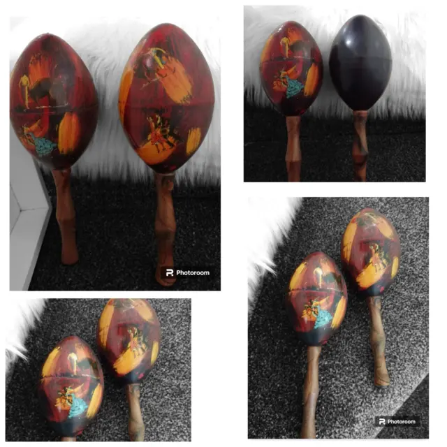 Bailarín de flamenco español pintado a mano de Maracas de colección toro torero