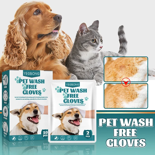 No Rinse Cat Dogs Cleaning Gloves Disposable Pet Stain Remover Wet Wipes (10pcs)
