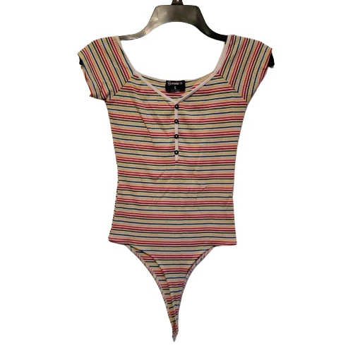 Popular 21 Juniors Multicolor Striped Short Sleeve One Piece Bodysuit Size Small