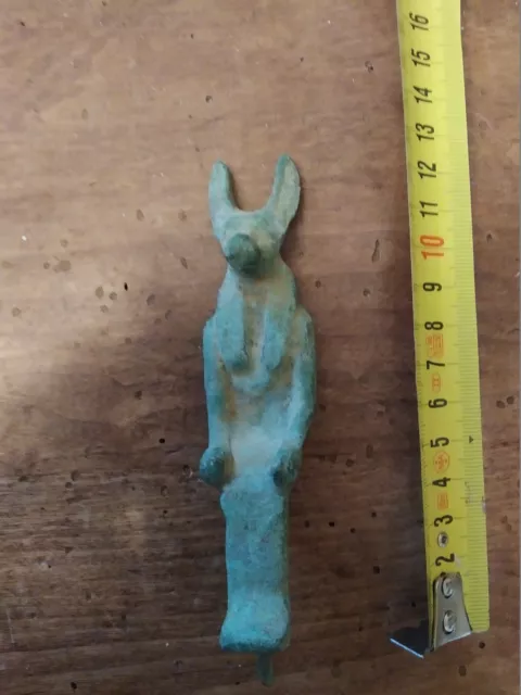 REPRODUCTION ÉGYPTE ANTIQUE BRONZE ANUBIS (12cm/120gr.) avec pointe pour socle