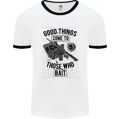 Those Who Bait Fishing Fisherman Funny Mens White Ringer T-Shirt