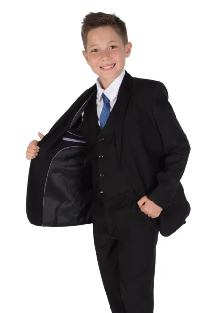 Boys Black Suit 5 Piece Wedding Suit Page Boy Party Prom 2-15 Years