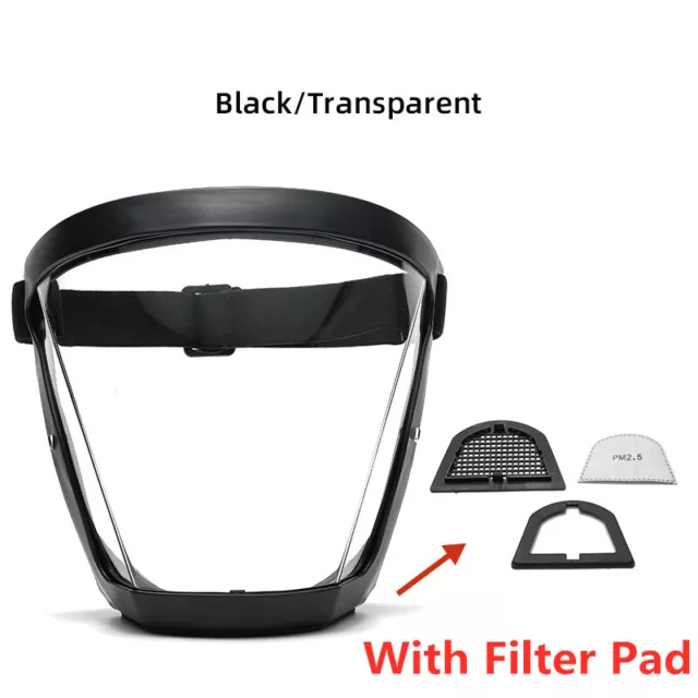 Anti-Droplet Full Face Shield Protective Cover Transparent Safety Mask w/ Filter