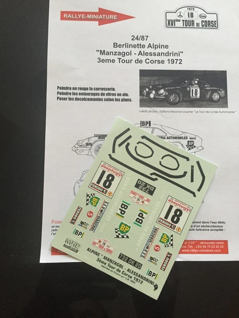 DECALS 1/32 REF 731 Alpine Renault A110 Serpaggi Tour De Corse 1972