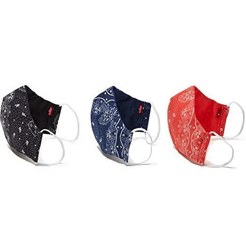 Levi's Re-Usable Reversible Face Mask (Pack of 3), Blue, Size Large: 6.5"L x