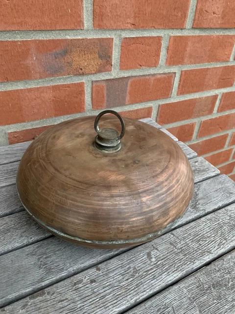Wärmflasche, Kupfer Bettflasche, Bettwärmer seltene Form rund Antik