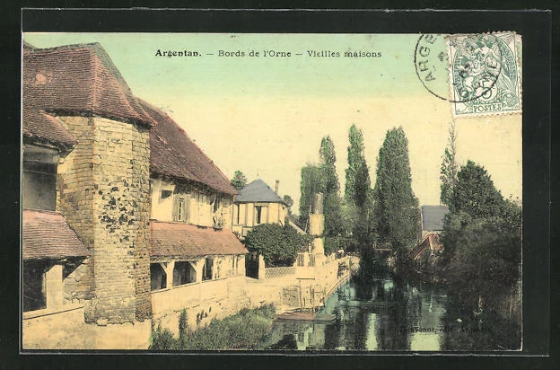 CPA Argentan, Bords de l´Orne, vieilles maisons