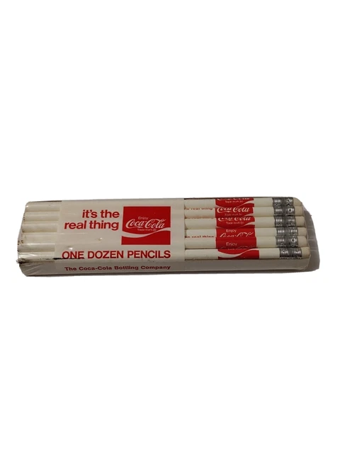 Coca Cola Pencils It's the real thing Un Opened 12 Pencils Sealed deadstock