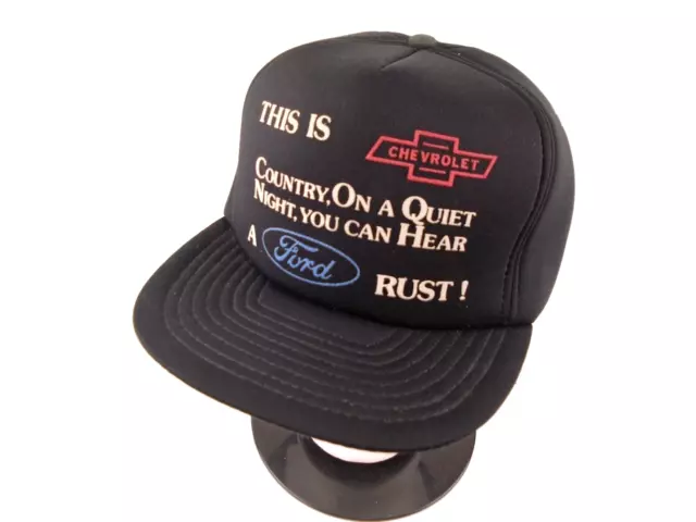 Vintage 80s Chevrolet Country Hat Can Hear a Ford Rust Trucker Snapback NOS Cap