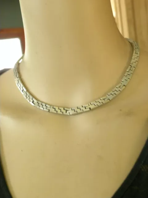 Substantial Sterling Silver Link Choker Length Necklace Mexico  85 Grams 16-1/2"