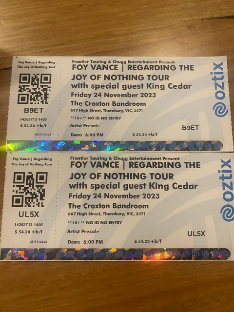 Foy Vance Tickets Melbourne 24th Nov 2023
