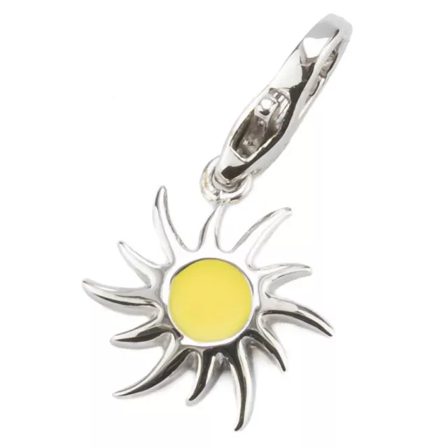 GOOIX Charm / Anhänger aus 925 Silber mit Motiv aus Emaille gelbe Sonne / GXC364
