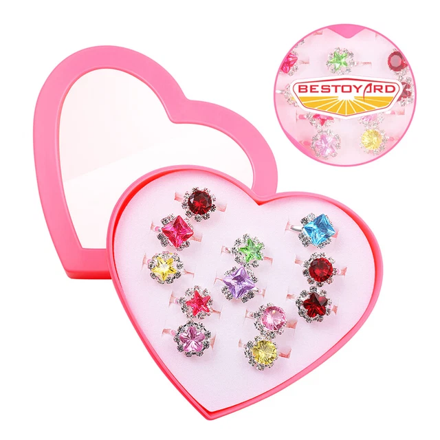 24 Pcs Child Pretend Play Rings Princess Toy Girls Rhinestone