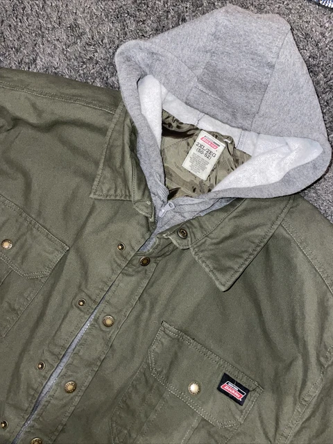 Dickies Sz 2XL XXL Hoodie Full Zip Canvas Jacket Green Workwear Quilted Inside