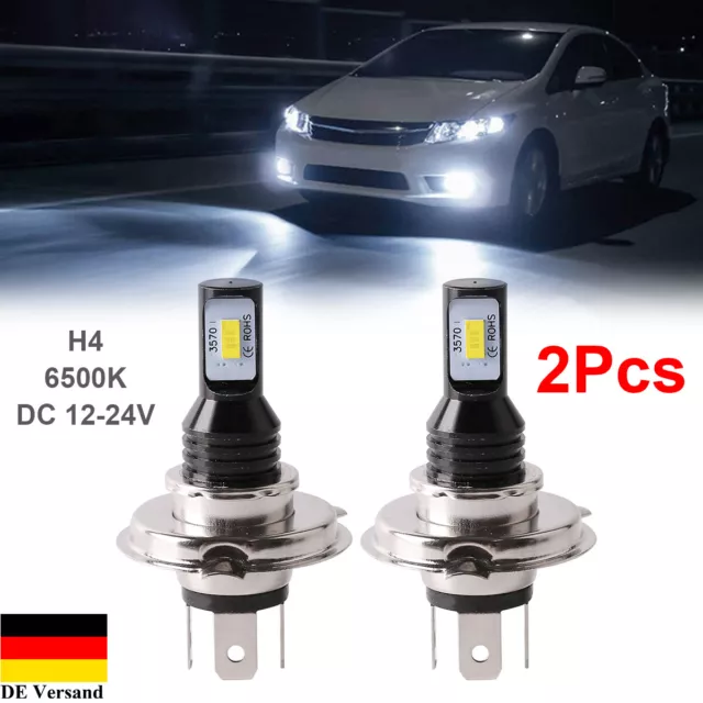 2X LED Auto Nebelscheinwerfer Fern-/Abblendlicht Birnen Weiß 6500K DC 12-24V