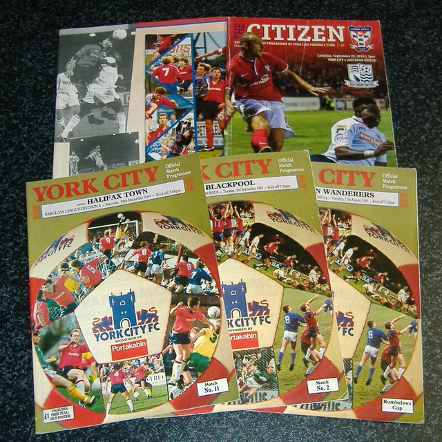 York Notes 1990s YORK CITY - 6 x Home Programmes From The 1990s plus Southend 2014 £1.65 ...