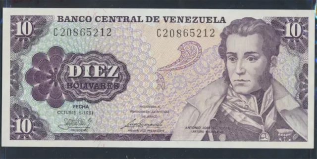 venezuela Pick-no: 60a, 8-digits 1981 10 Bolivares (9810985