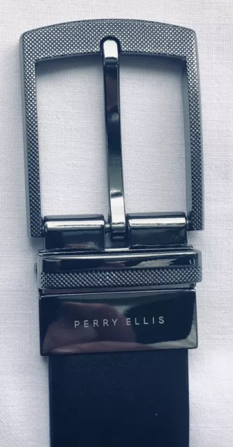 Wendegürtel Perry Ellis,schwarz- brau Reversible Belt -Manmade 100cm