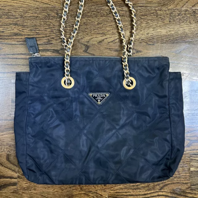 Prada Black Tessuto Nylon Quilted Shoulder Handbag – Queen Bee of Beverly  Hills