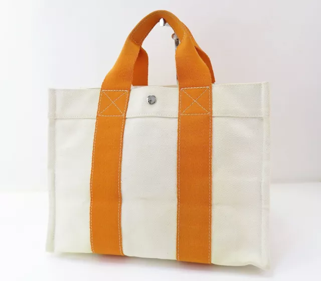 Hermes Beige and Orange Bora Bora Large Tote Cabas Shopper Bag